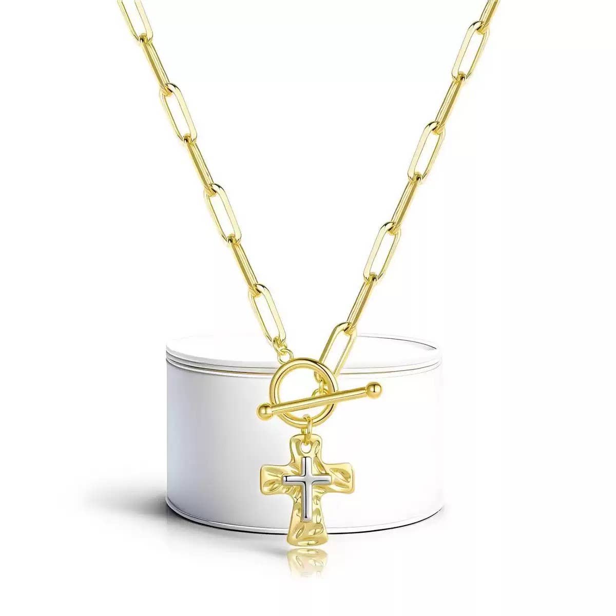 Cute Front Latch Cross Necklace for Women with Chain Accent 