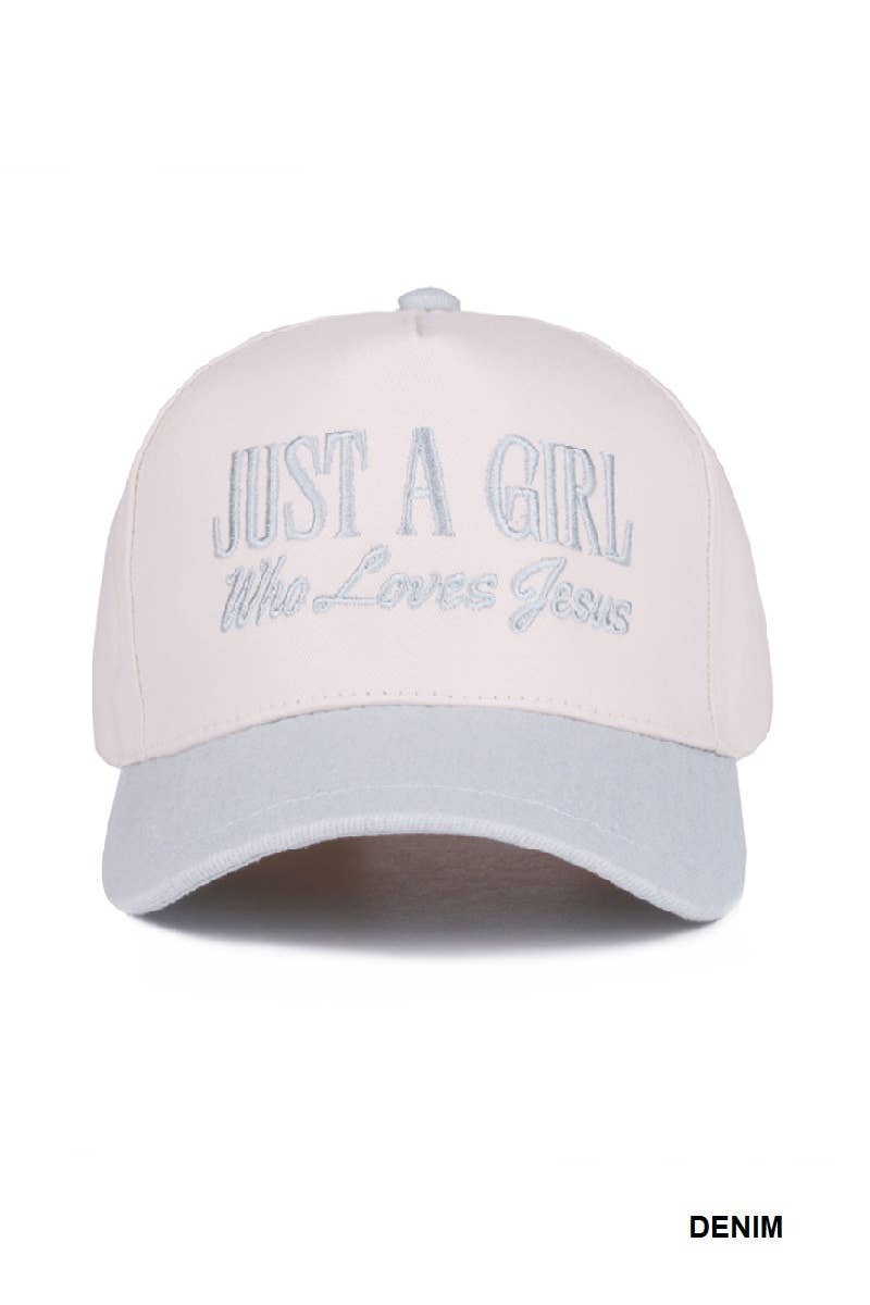 Just A Girl Who Loves Jesus Two-Tone Canvas Cotton Cap – Adjustable Christian Hat