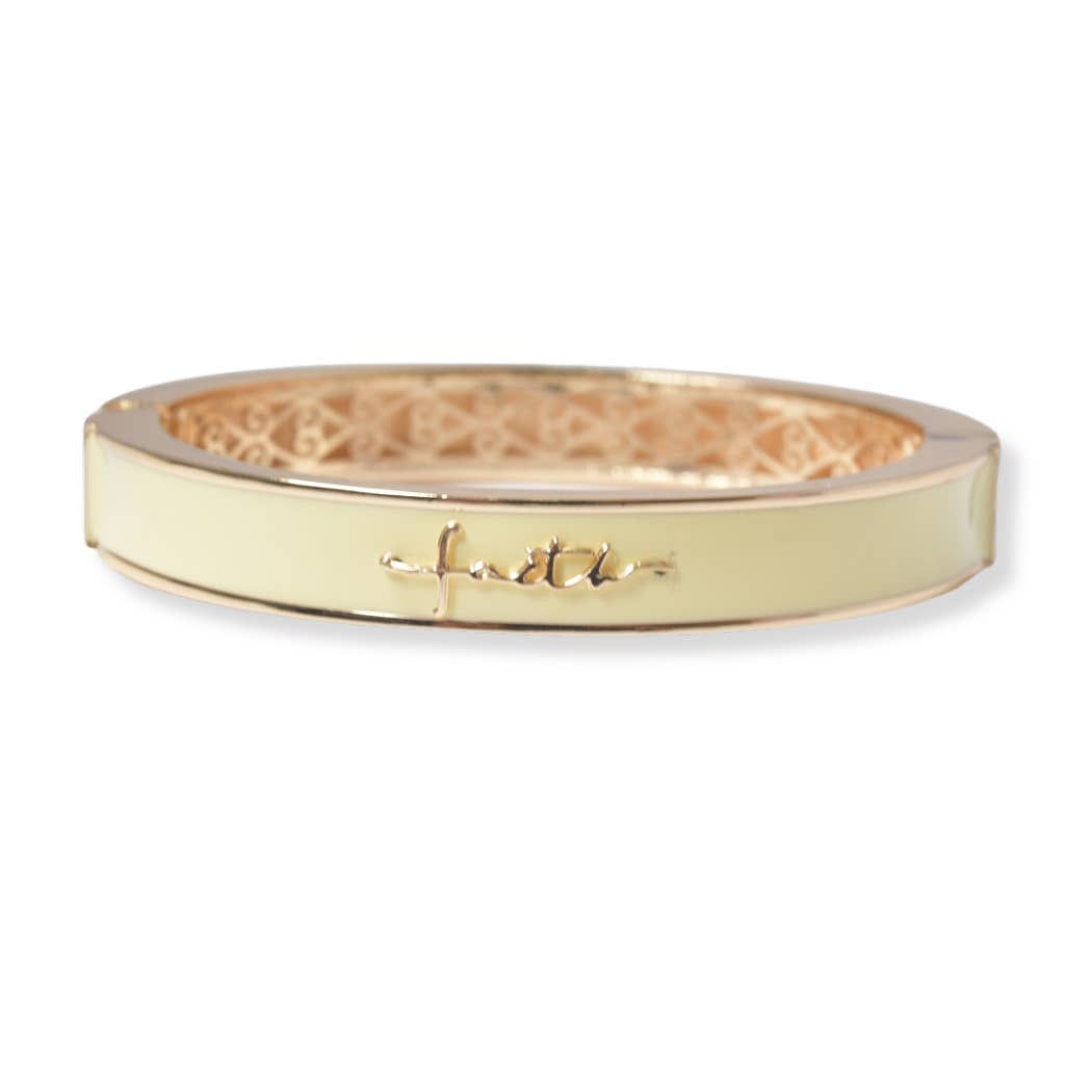 Faith Enamel Hinged Bangle Bracelet – Christian Inspirational Bracelet - 3 colors available