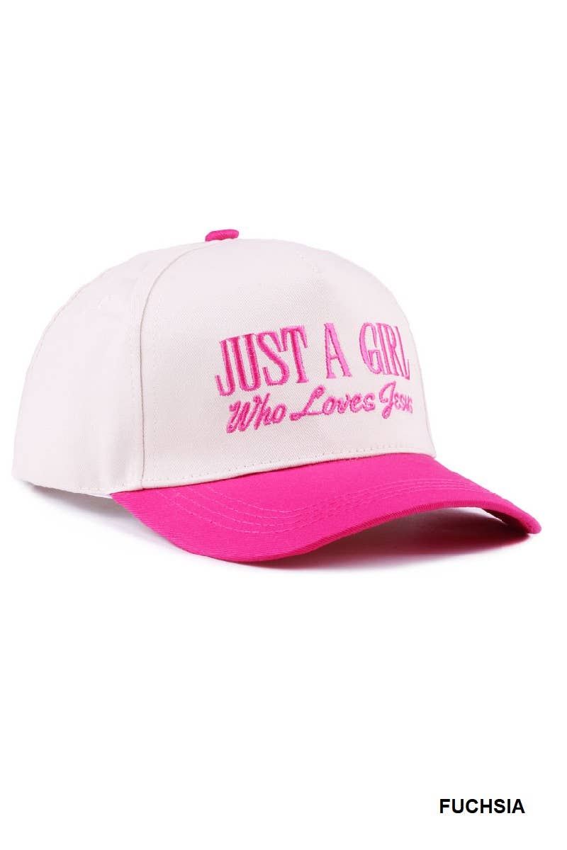 Just A Girl Who Loves Jesus Two-Tone Canvas Cotton Cap – Adjustable Christian Hat
