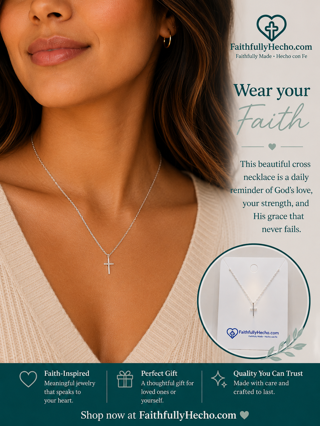SMALL CROSS 18-inch Silver color necklace (Titanium Steel)