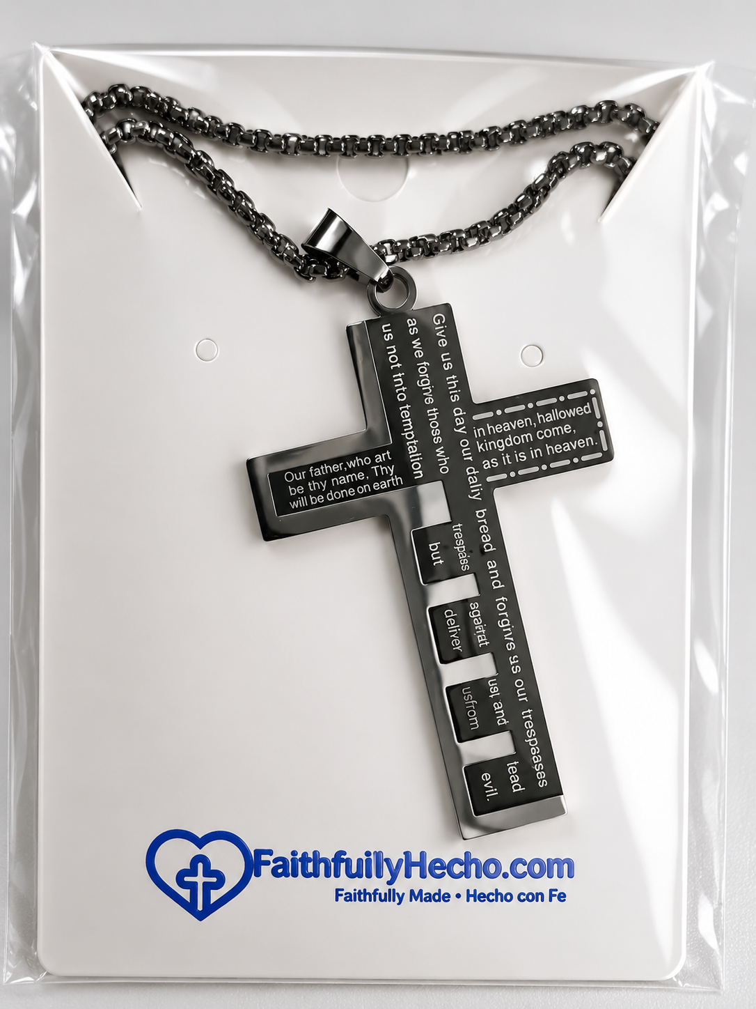 Cross Stainless Steel Titanium Steel Plating Unisex Pendant Necklace - Black