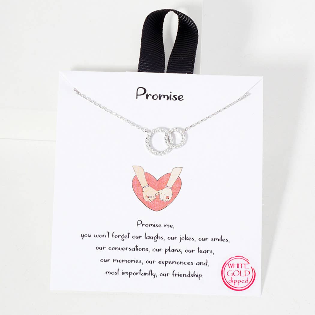 PROMISE DAINTY INTERLOCKING CIRCLE CUBIC ZIRCONIA ACCENT NEC