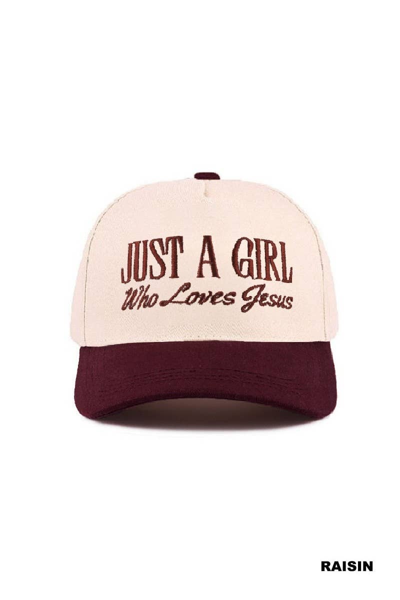 Just A Girl Who Loves Jesus Two-Tone Canvas Cotton Cap – Adjustable Christian Hat