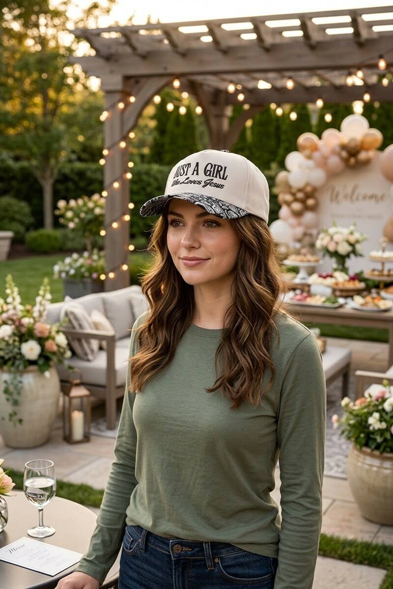 Just A Girl Who Loves Jesus Two-Tone Canvas Cotton Cap – Adjustable Christian Hat