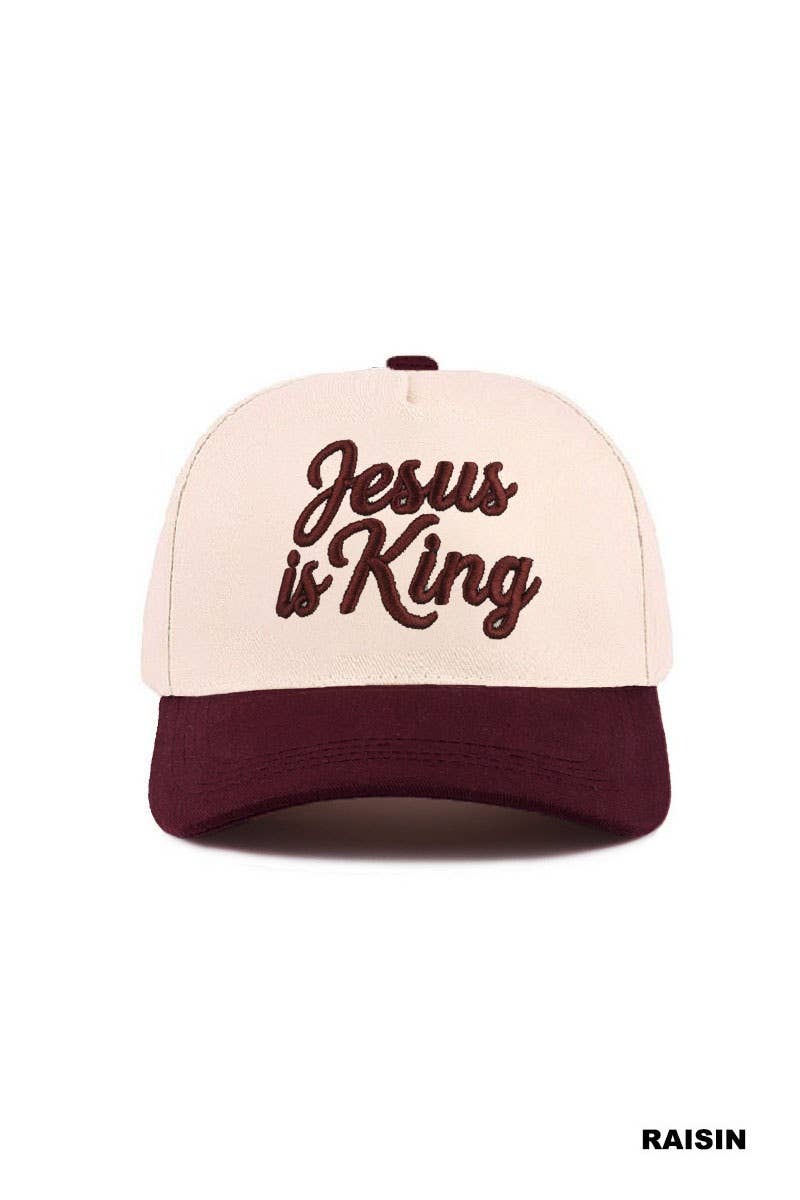 Jesus Is King Two-Tone Cotton Hat – 3D Embroidered Christian Cap
