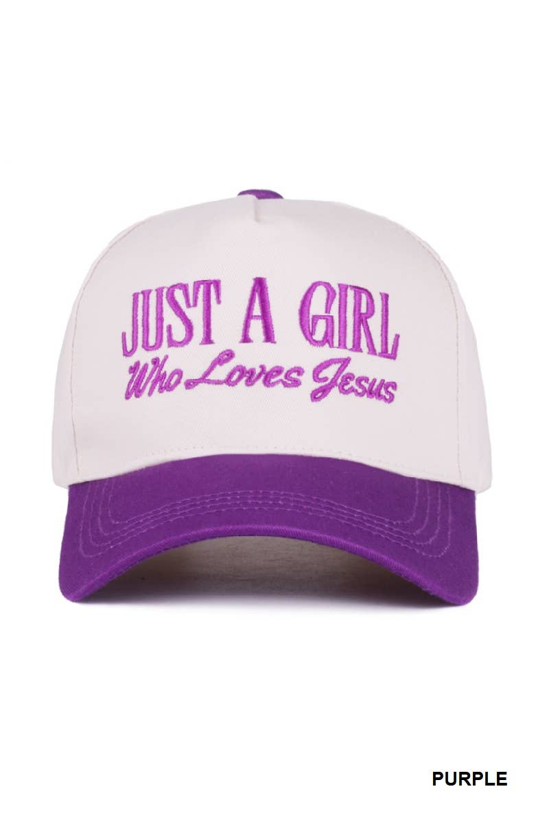Just A Girl Who Loves Jesus Two-Tone Canvas Cotton Cap – Adjustable Christian Hat