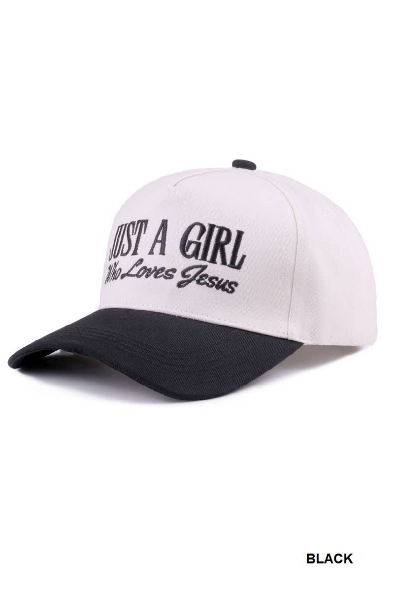 Just A Girl Who Loves Jesus Two-Tone Canvas Cotton Cap – Adjustable Christian Hat