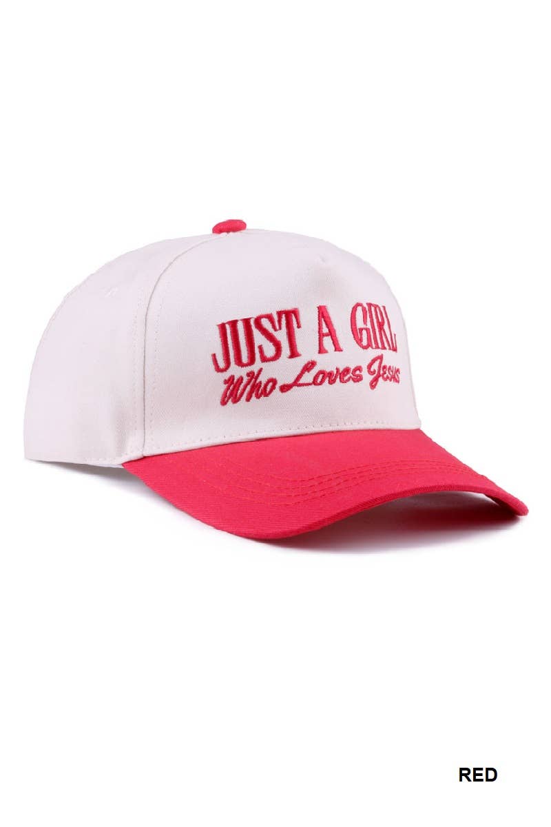 Just A Girl Who Loves Jesus Two-Tone Canvas Cotton Cap – Adjustable Christian Hat