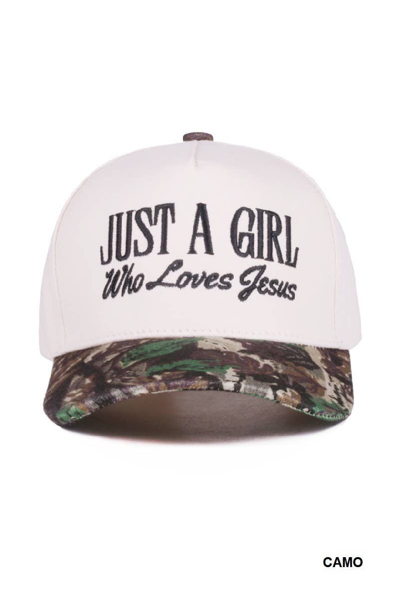 Just A Girl Who Loves Jesus Two-Tone Canvas Cotton Cap – Adjustable Christian Hat
