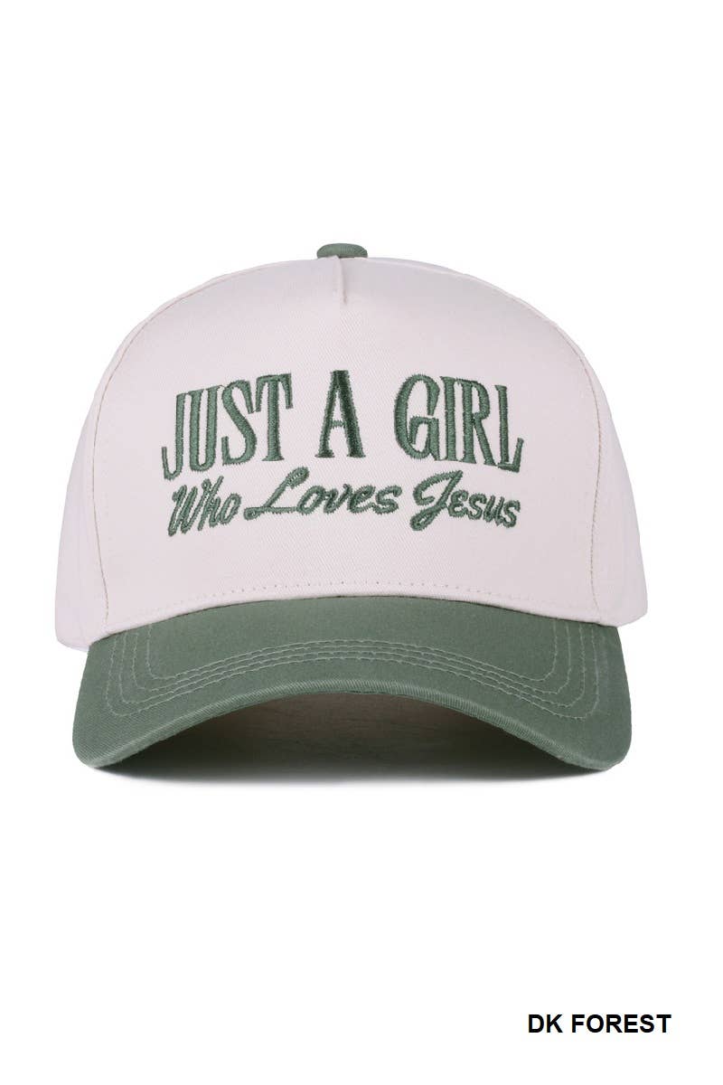 Just A Girl Who Loves Jesus Two-Tone Canvas Cotton Cap – Adjustable Christian Hat