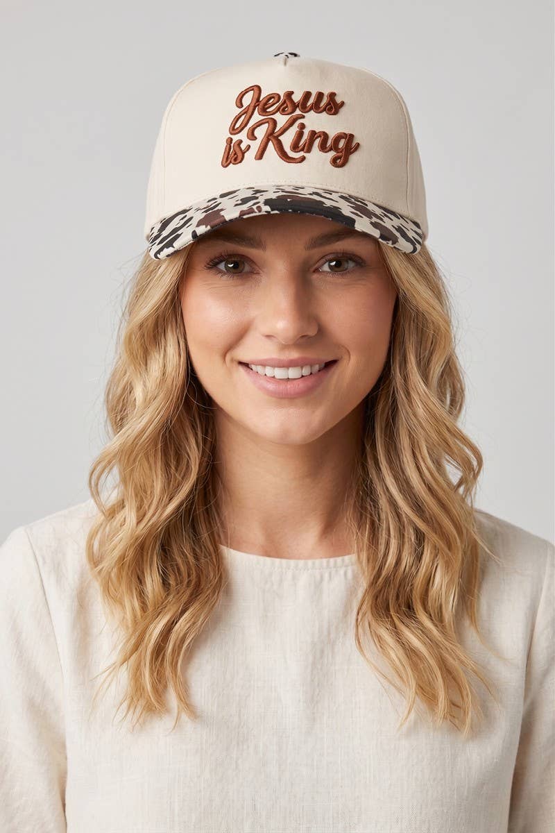 Jesus Is King Two-Tone Cotton Hat – 3D Embroidered Christian Cap