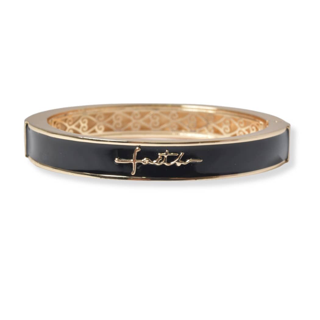 Faith Enamel Hinged Bangle Bracelet – Christian Inspirational Bracelet - 3 colors available