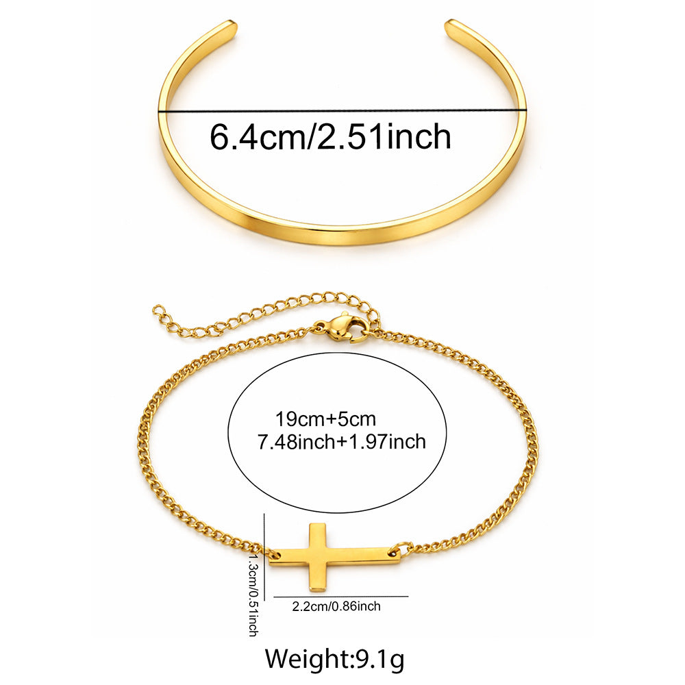 Cross Charm Bracelet Set for Men & Women – 304 Stainless Steel material