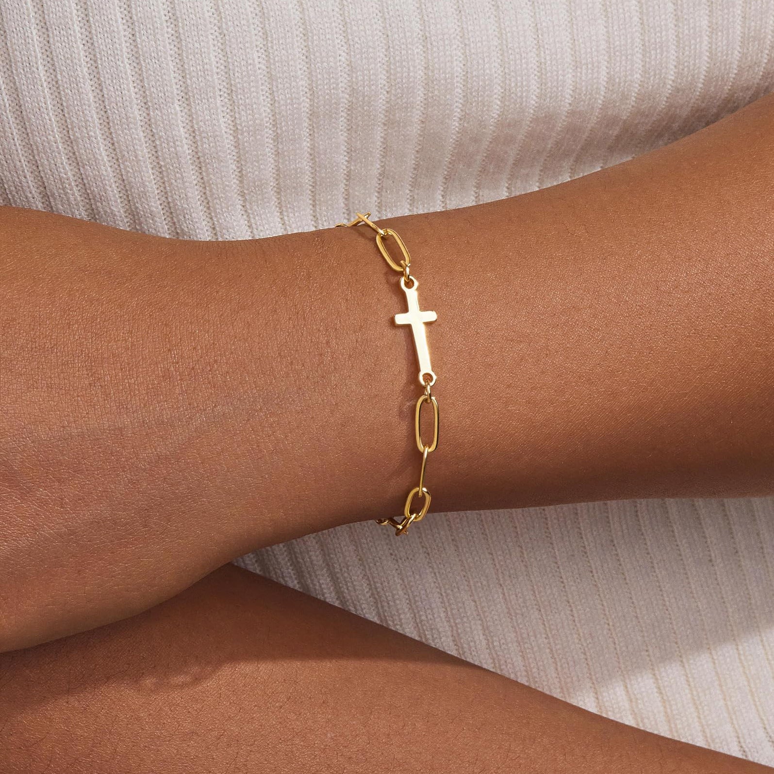 Paper Clip Cross Bracelet – 304 Stainless Steel Christian Jewelry
