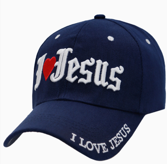 I Love Jesus Embroidered Baseball Cap – Adjustable Velcro Closure