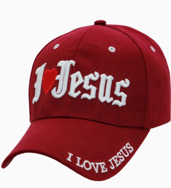 I Love Jesus Embroidered Baseball Cap – Adjustable Velcro Closure