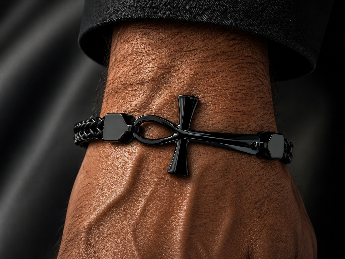 Black Ankh Cross Men’s Bracelet