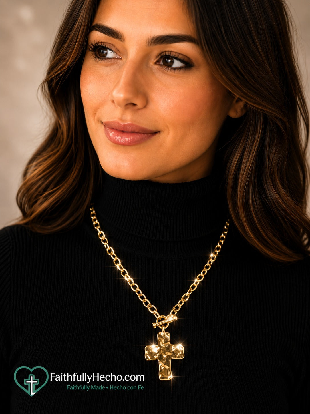 HAMMERED CROSS TOGGLE NECKLACE - GIFT