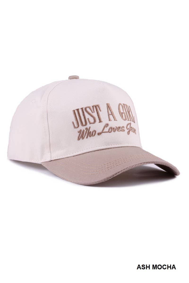 Just A Girl Who Loves Jesus Two-Tone Canvas Cotton Cap – Adjustable Christian Hat