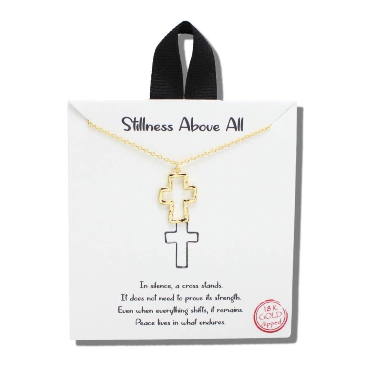 Open Cross Pendant Necklace – 18K Gold or White Gold Dipped