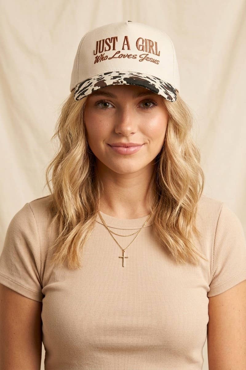Just A Girl Who Loves Jesus Two-Tone Canvas Cotton Cap – Adjustable Christian Hat