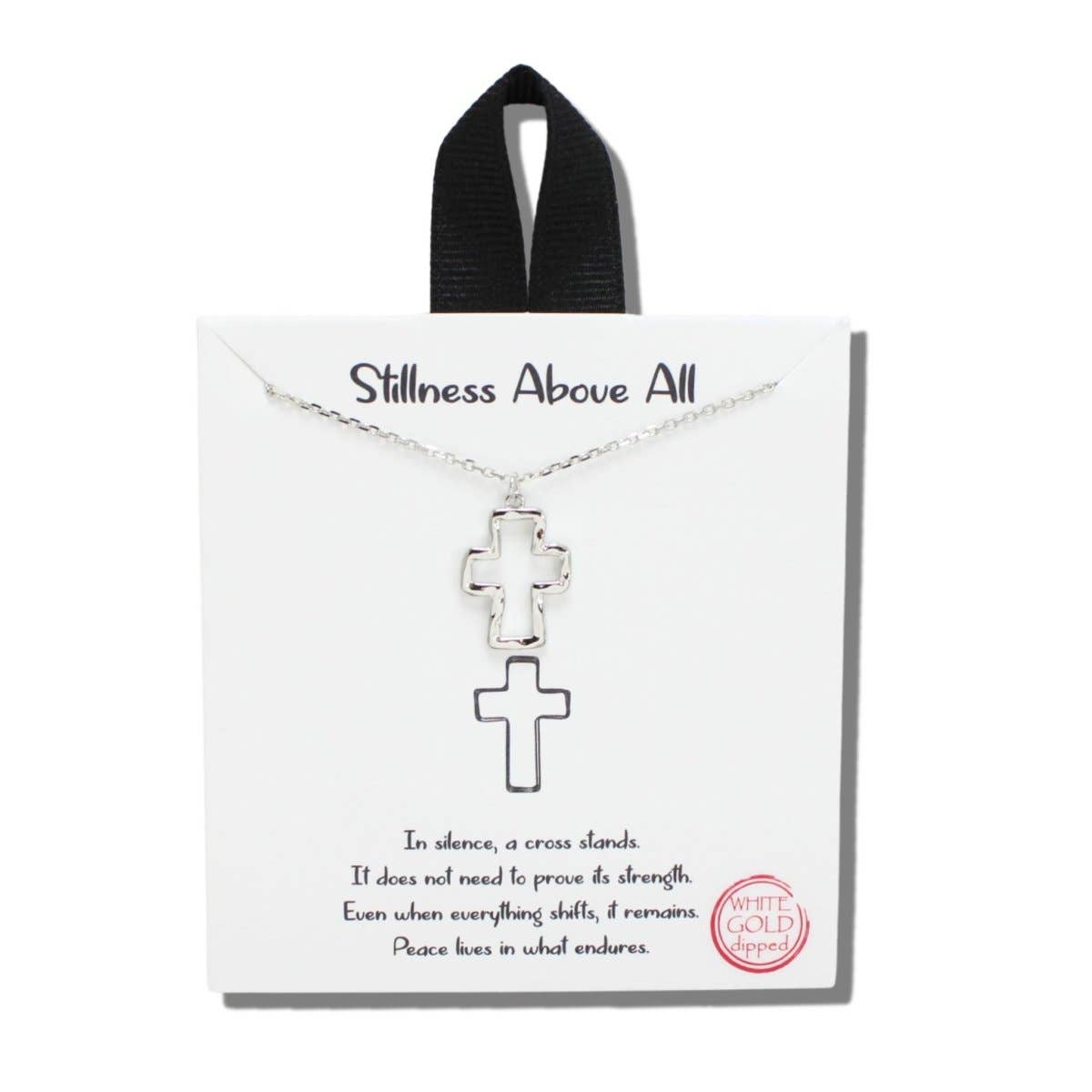 Open Cross Pendant Necklace – 18K Gold or White Gold Dipped